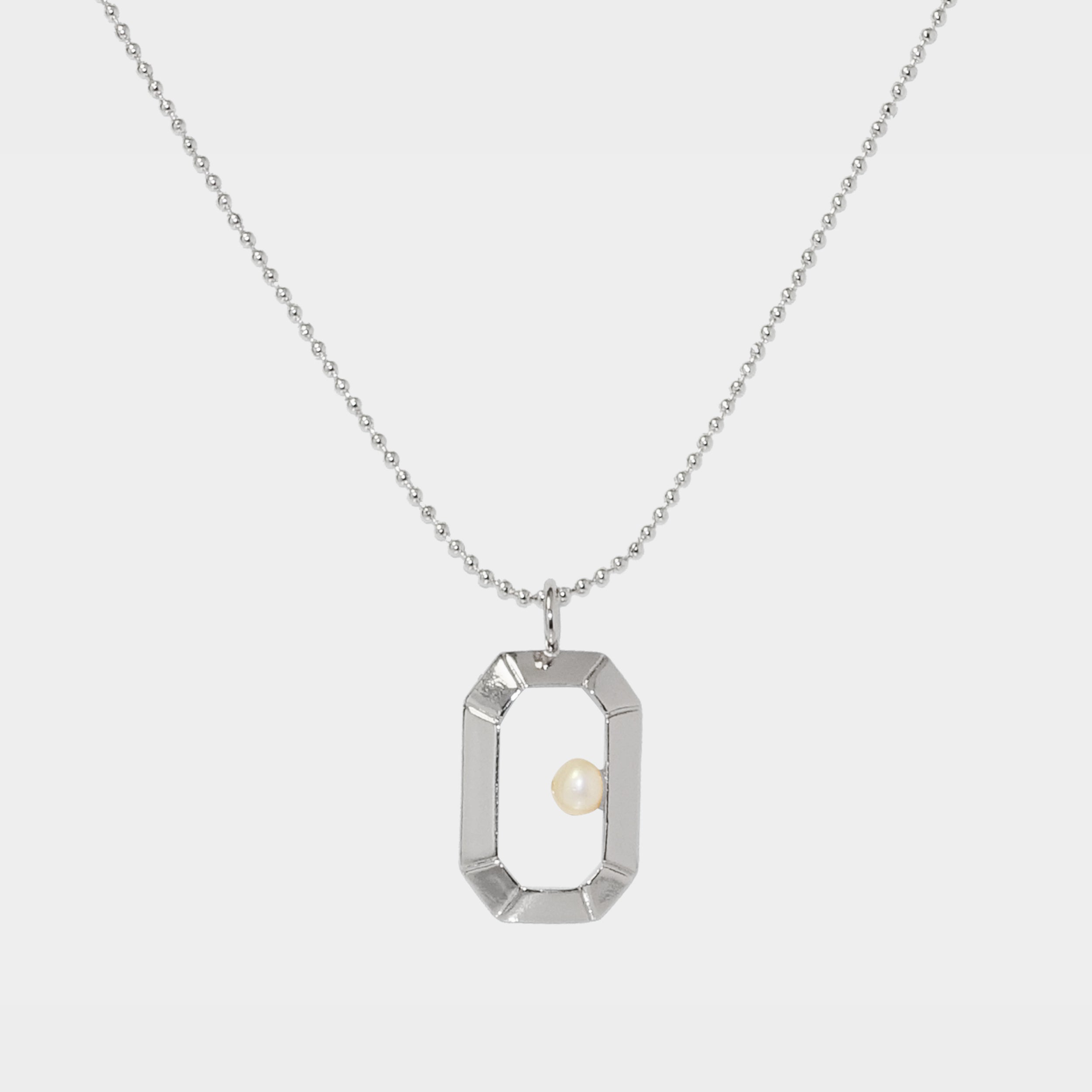 【Blooming】18-inch Petite Emerald Frame Necklace / 925 Sterling Silver / 20K Gold Plated Brass