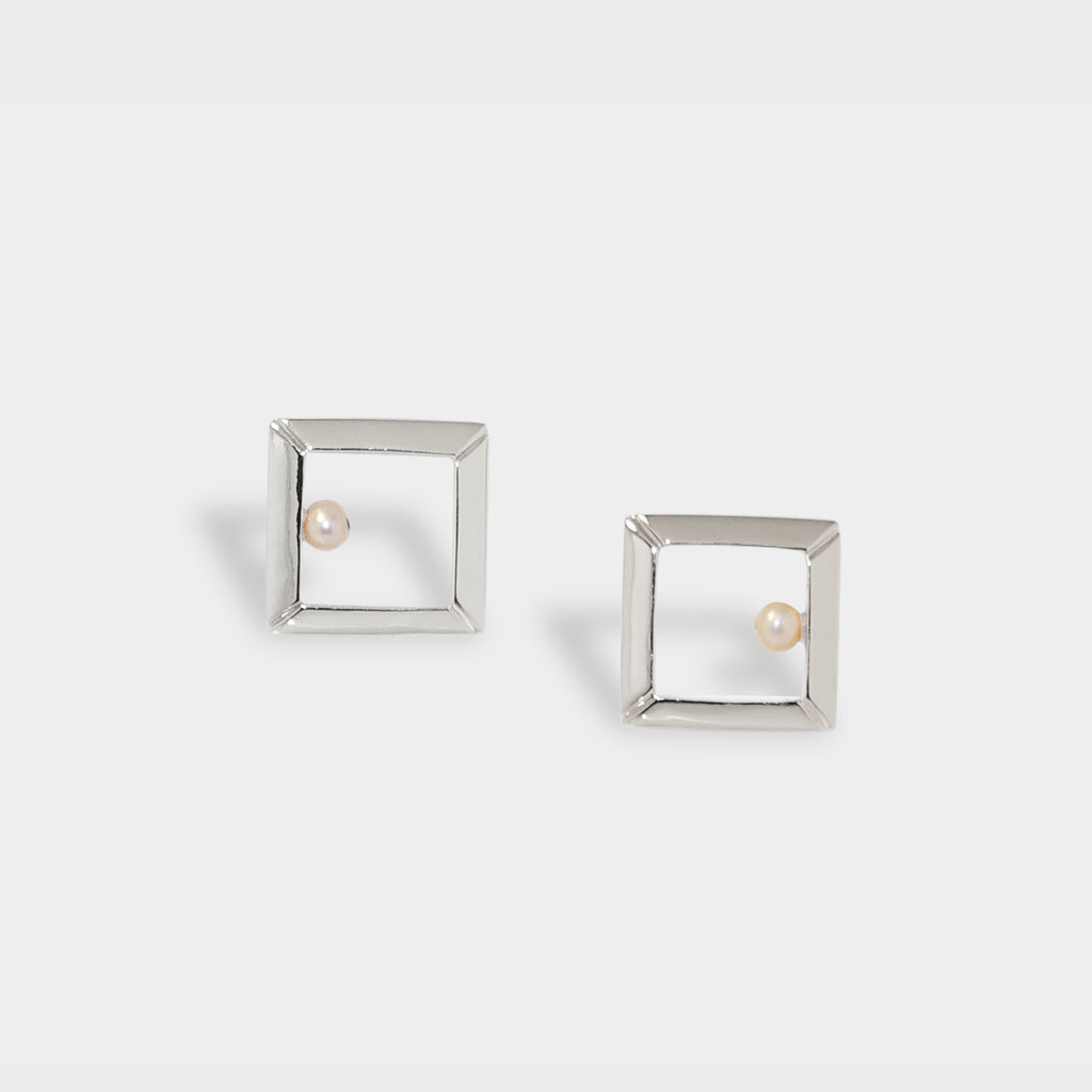 【綻放】正方形畫框耳環/925純銀/黃銅鍍20K金Classic Square Frame Earrings
