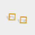 【Blooming】Classic Square Frame Earrings / 925 Sterling Silver / 20K Gold Plated Brass