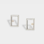 【Blooming】Classic Oblong Frame Earrings / 925 Sterling Silver / 20K Gold Plated Brass 