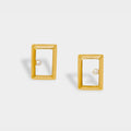 【Blooming】Classic Oblong Frame Earrings / 925 Sterling Silver / 20K Gold Plated Brass 