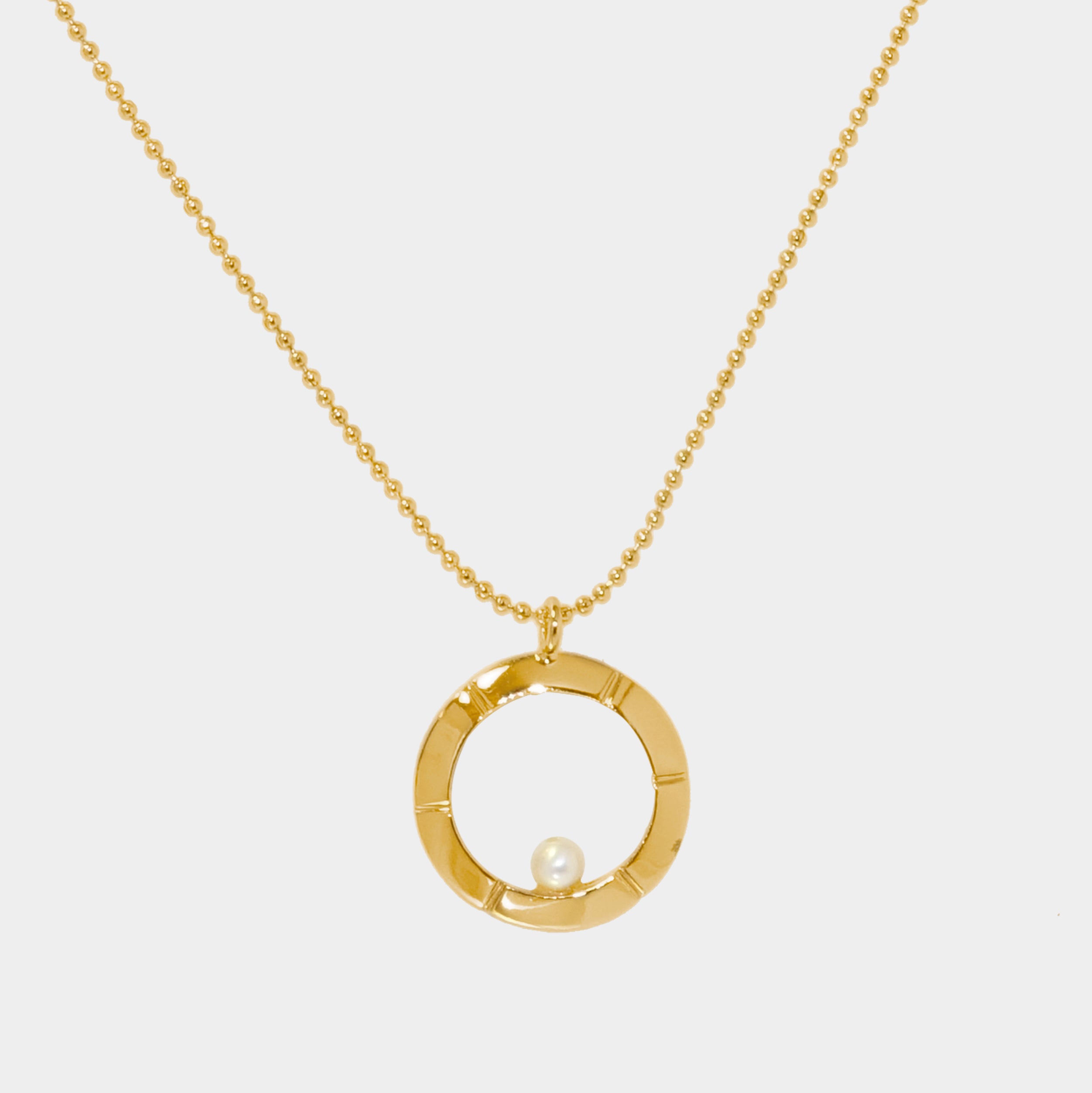 【Blooming】18-inch Petite Aureole Frame Necklace / 925 Sterling Silver / 20K Gold Plated Brass