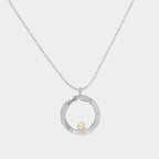【Blooming】18-inch Petite Aureole Frame Necklace / 925 Sterling Silver / 20K Gold Plated Brass