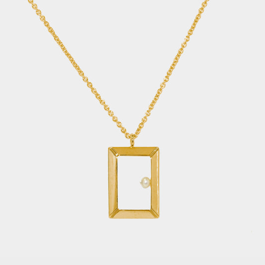 【綻放】18吋小長方畫框項鍊/925純銀/黃銅鍍20K金 Petite Oblong Frame Necklace