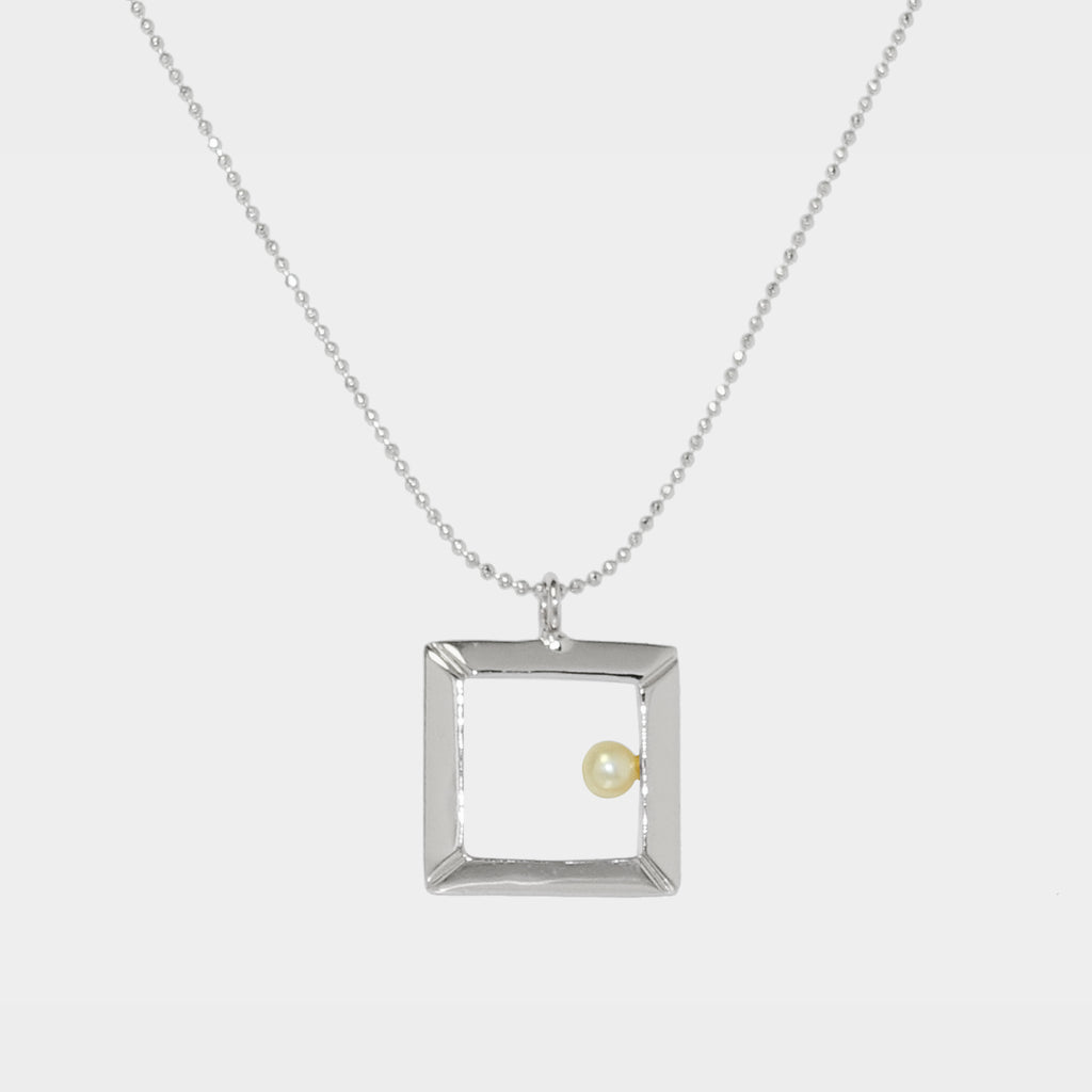 【綻放】18吋小方形畫框項鍊/ 925純銀/黃銅鍍20K金  Petite Square Frame Necklace