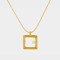 【Blooming】18-inch Petite Square Frame Necklace / 925 Sterling Silver / 20K Gold Plated Brass 