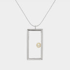 【Blooming】24-inch Large Rectangular Picture Frame Necklace / 925 Sterling Silver / 20K Gold Plated Brass Classic Oblong Frame Necklace 