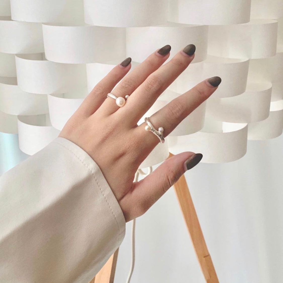 【Blooming】Universal Pearl Ring / 7mm Freshwater Pearl / Custom ring size available upon request / 925 Sterling Silver Pearl in Universe Ring