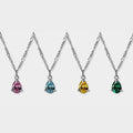 【Pastel】Tears of Courage Necklace / Four Colors / Sterling Silver (Nickel-Free) - 5*7mm Yellow Teardrop-Shaped Zircon 18-inch Necklace