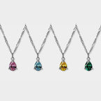 【Pastel】Tears of Courage Necklace / Four Colors / Sterling Silver (Nickel-Free) - 5*7mm Yellow Teardrop-Shaped Zircon 18-inch Necklace