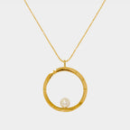 【Radiance】24-inch Large Round Picture Frame Necklace / 925 Sterling Silver / Brass Plated with 20K Gold Classic Aureole Frame Necklace