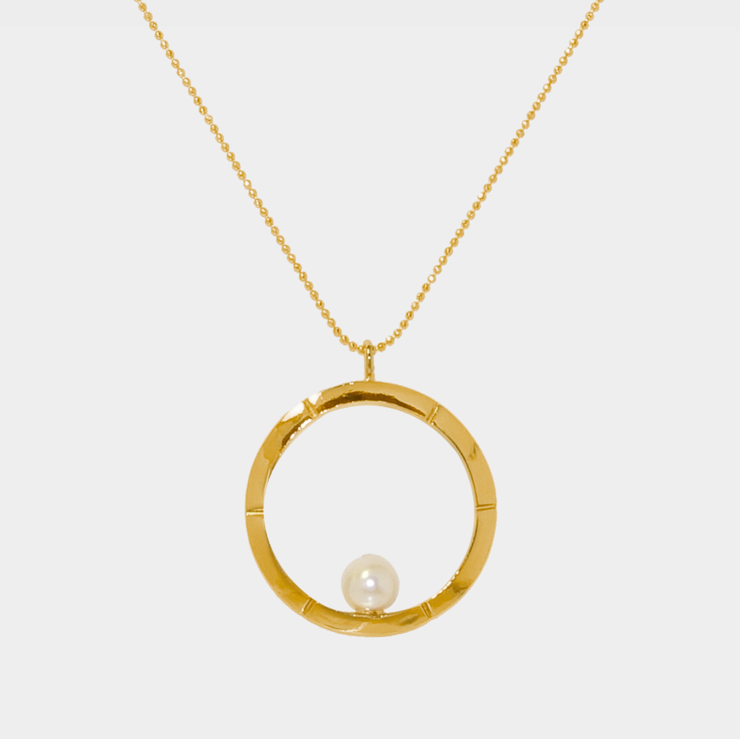 【Radiance】24-inch Large Round Picture Frame Necklace / 925 Sterling Silver / Brass Plated with 20K Gold Classic Aureole Frame Necklace