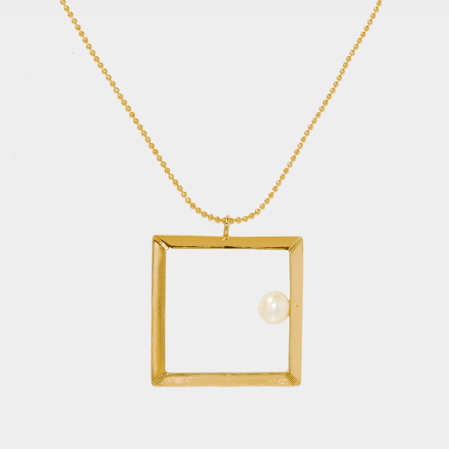 【綻放】24吋大正方形畫框項鍊/純銀.黃銅鍍20K金Classic Square Frame Necklace