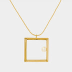 【綻放】24吋大正方形畫框項鍊/純銀.黃銅鍍20K金Classic Square Frame Necklace