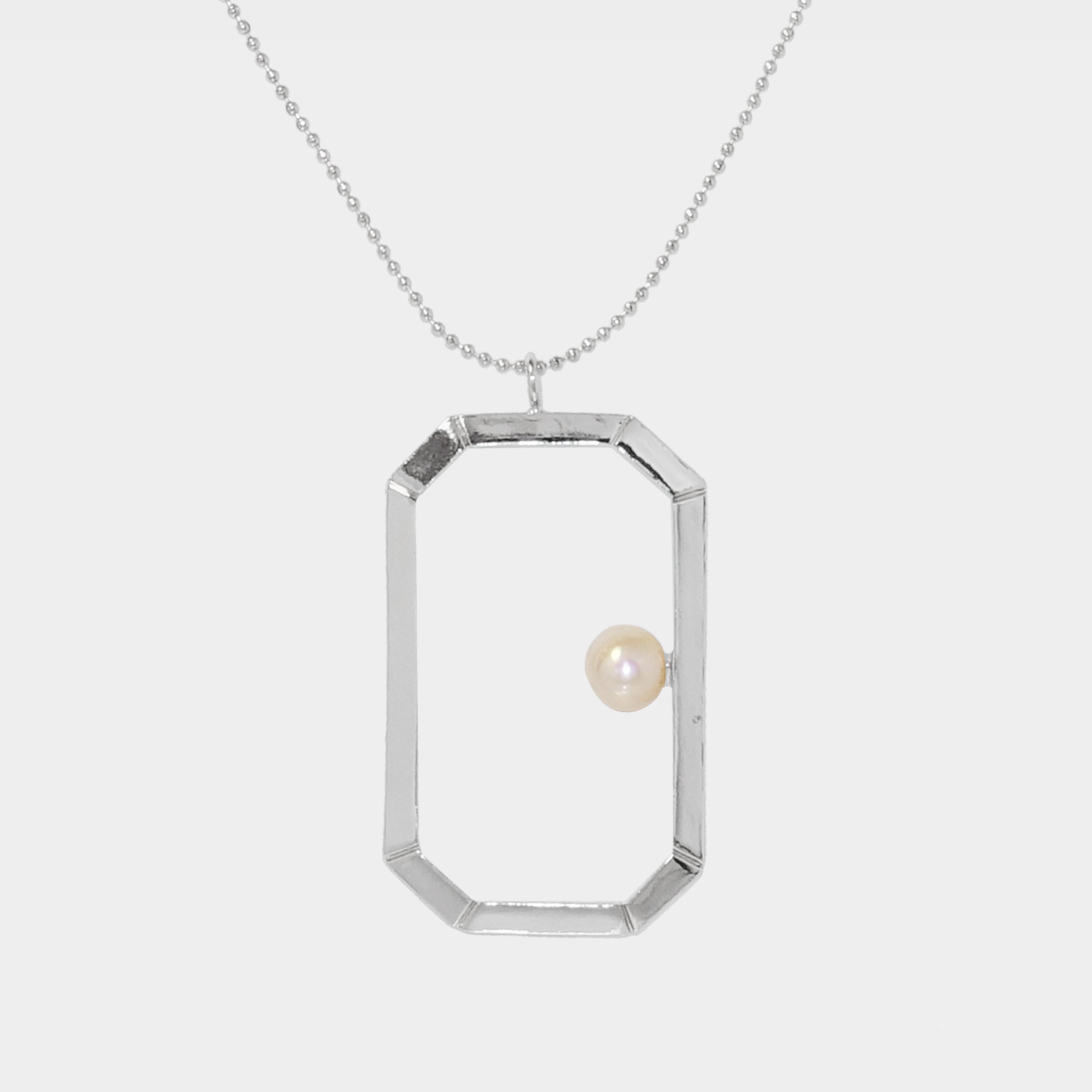 【Radiance】24-inch Large Emerald Frame Necklace / 925 Sterling Silver / 20K Gold Plated Brass Classic Emerald Frame Necklace 